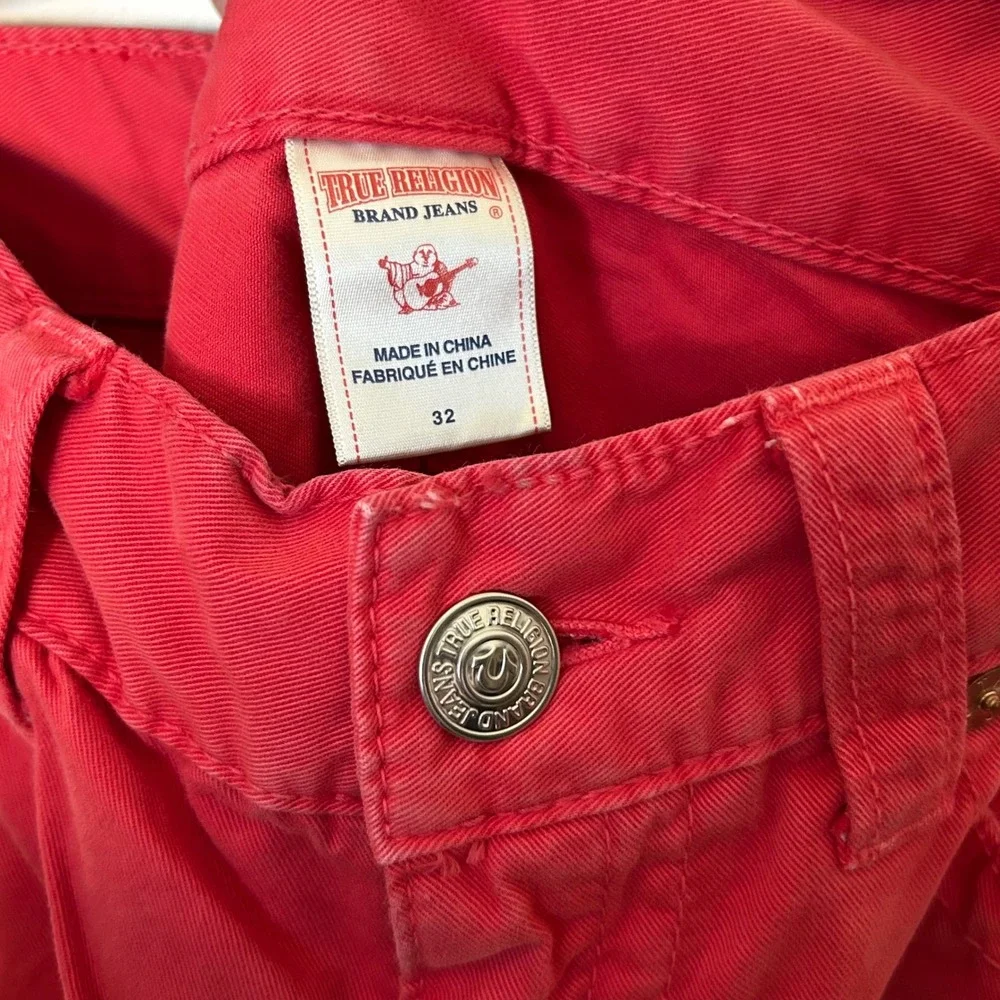 True‎ Religion Red Pants Ricky Relaxed Straight Leg Men's 32 Y2K flap Pockets